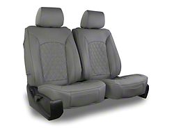 Aegis Cover Leatherette Low Back Bucket Seat Covers with Suede Diamond Insert; Charcoal/Charcoal Piping (Universal; Some Adaptation May Be Required)