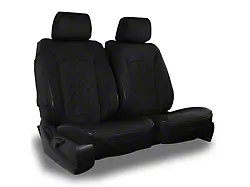 Aegis Cover Leatherette Low Back Bucket Seat Covers with Suede Diamond Insert; Black/Black Piping (05-23 Tacoma w/ Front Bench Seat)