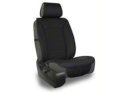 Aegis Cover Leatherette Easy Fit Wrap Low Back Bucket Seat Cover with Diamond Insert; Black/Black Piping (05-23 Tacoma w/ Front Bench Seat)