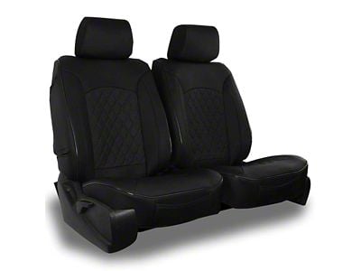 Aegis Cover Leatherette Low Back Bucket Seat Covers with Diamond Insert; Black/Black Piping (04-24 Titan w/ Front Bench Seat)