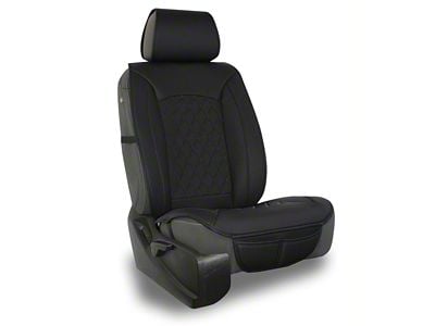 Aegis Cover Leatherette Easy Fit Wrap Low Back Bucket Seat Cover with Diamond Insert; Black/Black Piping (07-25 Tundra w/ Front Bucket Seats)