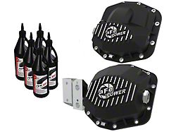 AFE Pro Series Dana M210 Front and Dana M220 Rear Differential Covers with 75w-90 Gear Oil; Black (20-24 Jeep Gladiator JT, Excluding Launch Edition, Mojave, Rubicon)