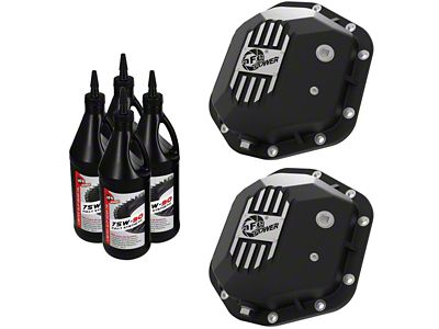 AFE Pro Series Front and Rear Differential Covers with Machined Fins; Black; Dana 44 (97-18 Jeep Wrangler TJ & JK)