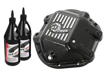 AFE Pro Series Rear Differential Cover with Machined Fins and 75w-90 Gear Oil; Black; Dana 44 (97-18 Jeep Wrangler TJ & JK)