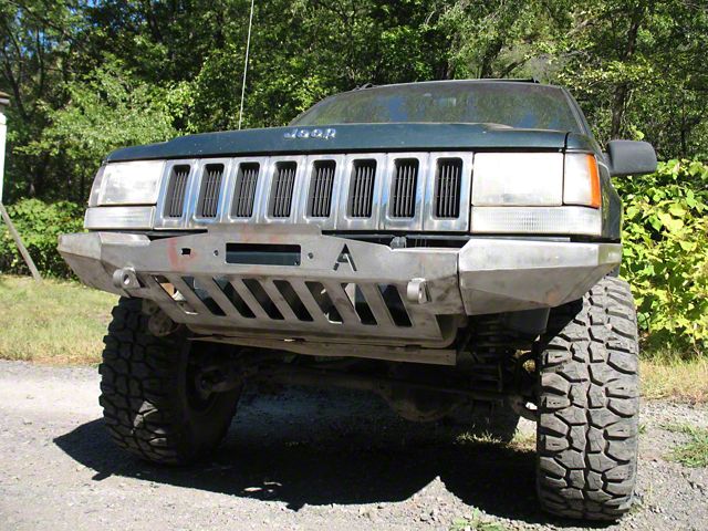 Affordable Offroad Modular Front Winch Bumper; Bare Metal (93-98 Jeep Grand Cherokee ZJ)