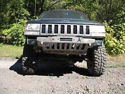 Affordable Offroad Shorty Winch Front Bumper; Bare Metal (93-98 Jeep Grand Cherokee ZJ)