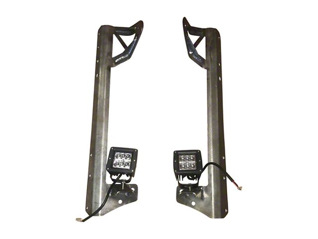 Affordable Offroad 50 to 52-Inch Light Bar Brackets with Pod Light Mounts; Bare Metal (07-18 Jeep Wrangler JK)