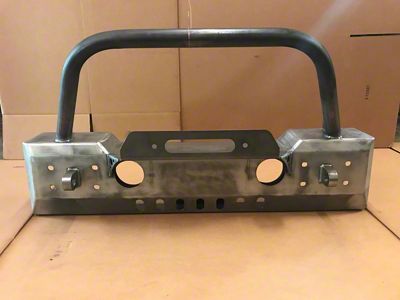 Affordable Offroad Winch Front Bumper with Bull Bar; Bare Metal (07-18 Jeep Wrangler JK)