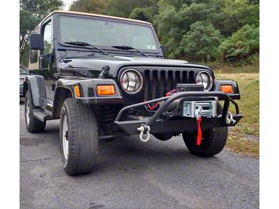 Affordable Offroad PreRunner Front Winch Bumper and Rear Bumper; Black (76-06 Jeep CJ7, Wrangler YJ & TJ)