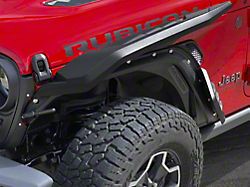 Air Design Racer High Top Fender Flares with Mud Flaps and DRL; Satin Black (20-24 Jeep Gladiator JT)