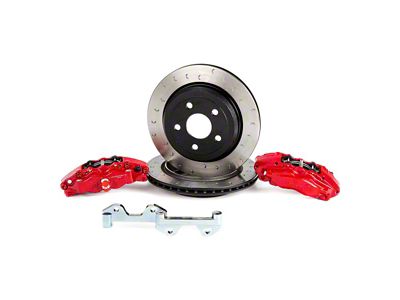 Alcon 4-Piston Rear Big Brake Kit with 330x22mm Slotted Rotors; Red Calipers (20-24 Jeep Gladiator JT)