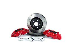 Alcon 6-Piston Front Big Brake Kit with 350x34mm Slotted Rotors; Red Calipers (18-24 Jeep Wrangler JL)