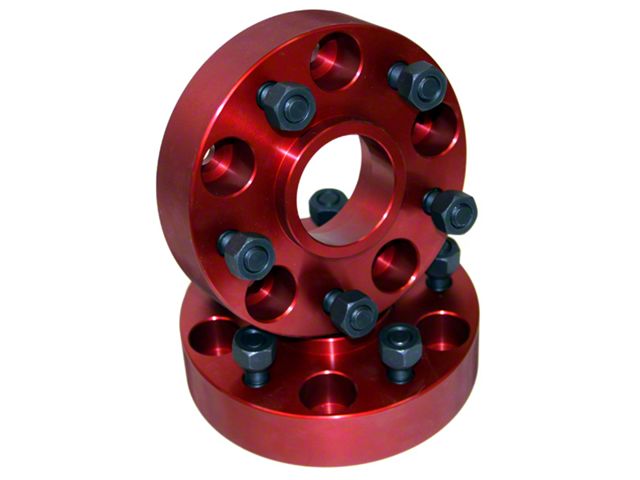 Alloy USA 1.25-Inch Red Wheel Adapters; 5x4.5 to 5x5.5 (87-06 Jeep Wrangler YJ & TJ)