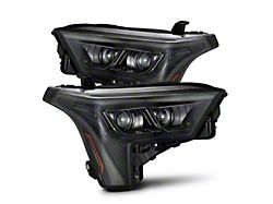 AlphaRex LUXX-Series LED Projector Headlights with Amber DRL; Alpha Black Housing; Clear Lens (22-24 Tundra w/ Factory Projector Headlights)