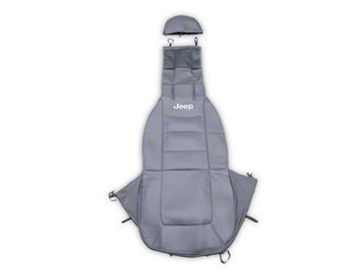 Sideless Seat Cover with Jeep Logo; Gray (Universal; Some Adaptation May Be Required)