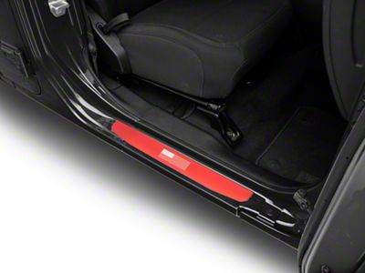 RedRock Door Sill Entry Guards with Flag; Red (18-24 Jeep Wrangler JL 4-Door)