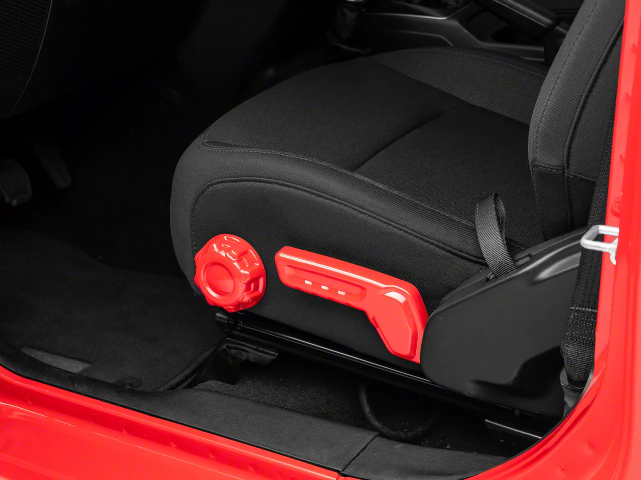 RedRock Jeep Wrangler Driver Side Seat Height and Lumbar Adjustment Covers Red J143141 18 24 Jeep Wrangler JL Free Shipping