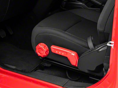 RedRock Driver Side Seat Height and Lumbar Adjustment Covers; Red (18-24 Jeep Wrangler JL)