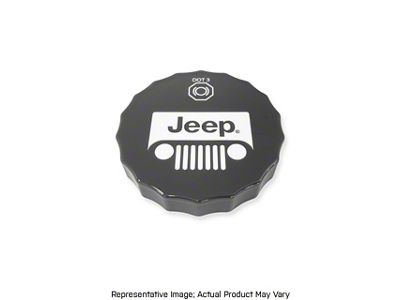 American Brothers Design Master Cylinder Cap Cover with Engraved Jeep Logo; Sting Grey (20-24 Jeep Gladiator JT)