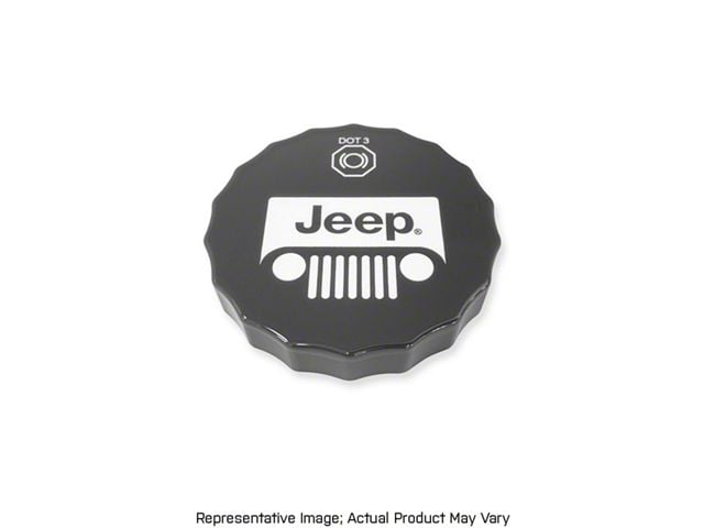 American Brothers Design Master Cylinder Cap Cover with Punkn Jeep Logo; Black (20-24 Jeep Gladiator JT)