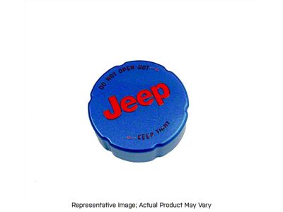 American Brothers Design Coolant Recovery Bottle Cap Cover with Sting Grey Jeep Logo; Black (22-24 2.0L or 3.6L Jeep Wrangler JL)