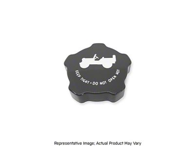 American Brothers Design Power Steering Cap Cover with Punkn Jeep Logo; Black (18-24 Jeep Wrangler JL)