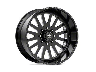 American Force F20 Atom SS Gloss Black Machined 6-Lug Wheel; 22x11; 0mm Offset (04-15 Titan)