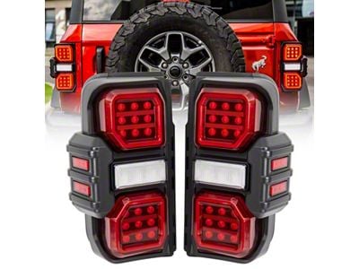 Raptor Style LED Tail Lights; Black Housing; Red Lens (21-25 Bronco w/ Factory LED Tail Lights, Excluding Raptor)