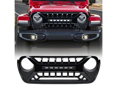 American Modified Armor Grille with Off-Road Lights; Glossy Black (20-25 Jeep Gladiator JT)