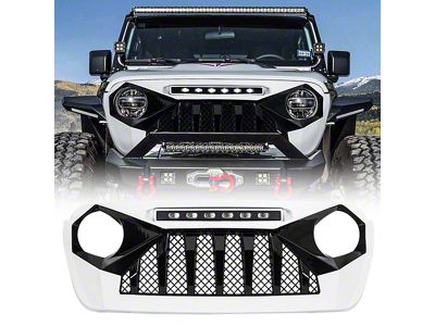 Demon Grille with LED Off-Road Lights; White and Black (20-25 Jeep Gladiator JT)