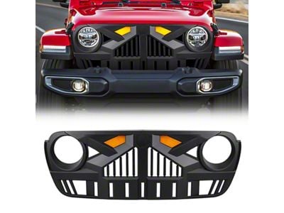 Empire Grille with Amber Lights and Camera Bracket; Matte Black (20-25 Jeep Gladiator JT)