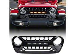 Armor Grille with Amber Lights; Glossy Black (18-25 Jeep Wrangler JL)