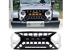 American Modified Armor Grille with Amber Lights; White and Black (07-18 Jeep Wrangler JK)