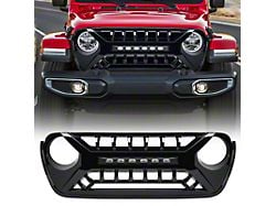 Armor Grille with Off-Road Lights; Glossy Black (18-25 Jeep Wrangler JL)