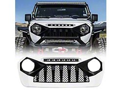 American Modified Demon Grille with LED Off-Road Lights; White and Black (18-25 Jeep Wrangler JL)