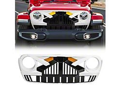 American Modified Empire Grille with Amber Lights and Camera Bracket; White and Black (18-25 Jeep Wrangler JL)