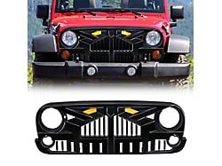 Empire Grille with Amber Lights; Glossy Black (07-18 Jeep Wrangler JK)