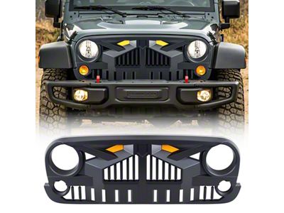 Empire Grille with Amber Lights; Matte Black (07-18 Jeep Wrangler JK)