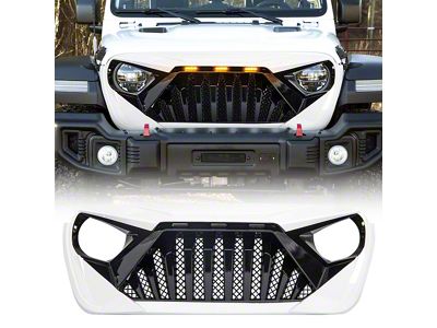 Goliath Grille with Amber DRL; White and Black (18-25 Jeep Wrangler JL)