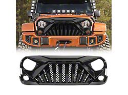 American Modified Goliath Grille with LED Amber Lights; Glossy Black (07-18 Jeep Wrangler JK)