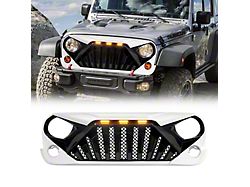 American Modified Goliath Grille with LED Amber Lights; White and Black (07-18 Jeep Wrangler JK)