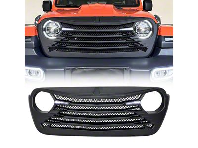 American Modified Tomahawke Grille with LED Eyebrow; Matte Black (18-24 Jeep Wrangler JL w/o TrailCam)