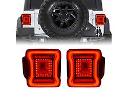 American Modified Tunnel LED Tail Lights; Black Housing; Red Lens (07-18 Jeep Wrangler JK)