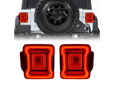 American Modified Tunnel LED Tail Lights; Black Housing; Red Lens (07-18 Jeep Wrangler JK)