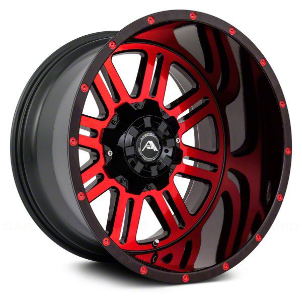 American Off-Road Wheels Bronco A106 Gloss Black Machined with Red Tint ...