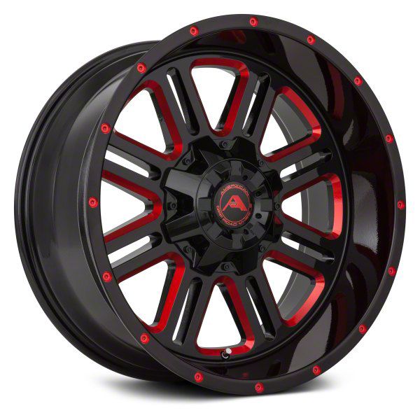 American Off-Road Wheels Titan XD A106 Gloss Black Milled with Red Tint ...