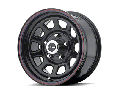 American Racing AR767 Gloss Black Steel with Red and Blue Stripe Wheel; 15x10 (84-01 Jeep Cherokee XJ)