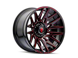 American Truxx Evolution Gloss Black with Prizm Red 6-Lug Wheel; 22x12; -44mm Offset (21-24 Bronco, Excluding Raptor)