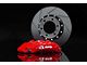 APB 4-Piston Front Big Brake Kit with 14-Inch Slotted Rotors and Brake Booster; Red Calipers (20-24 Jeep Gladiator JT)