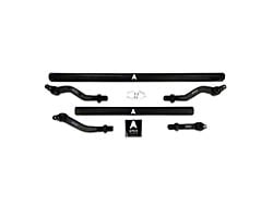 Apex Chassis 2.5-Ton Tie Rod and Drag Link Assembly without Flip Kit for Dana 44 and 0 to 4.50-Inch Lift; Black Aluminum (20-24 Jeep Gladiator Launch Edition, Mojave & Rubicon)